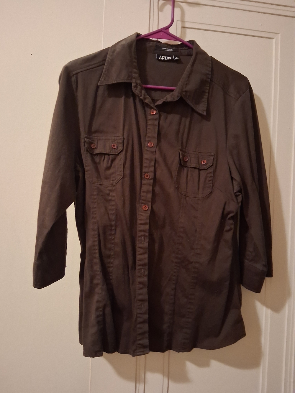 APT. 9 Women's Button Front Shirt in Brown Size Small